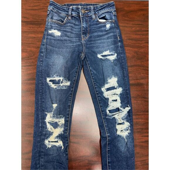 American Eagle Distressed Next Level Stretch Hi-Rise Jegging Size 2 Short - Picture 2 of 10